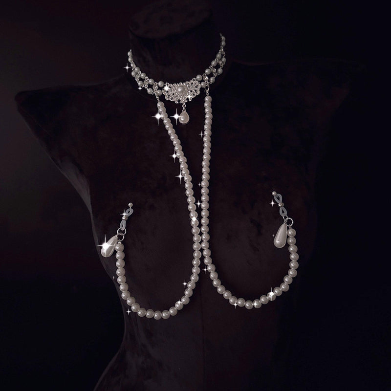 CAROLLL New Chinese Mood for Love Pearl Collar Hairpin Rhinestone Body Chain Milk Clip Silent can be worn out