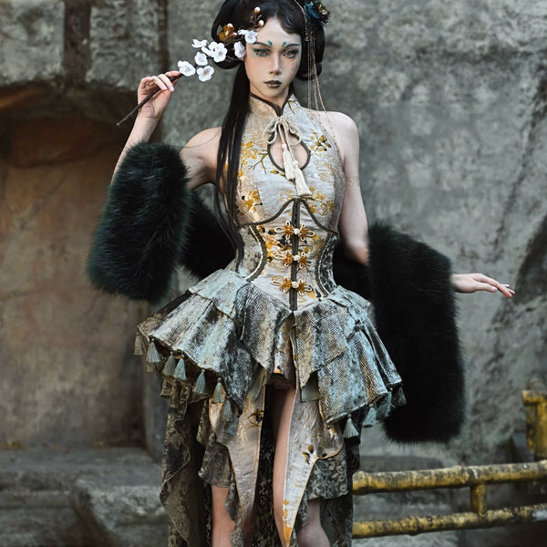 Spring Dragon Festival New Chinese-style disc buckle slim fish bone elastic waist girdle waist seal Christmas