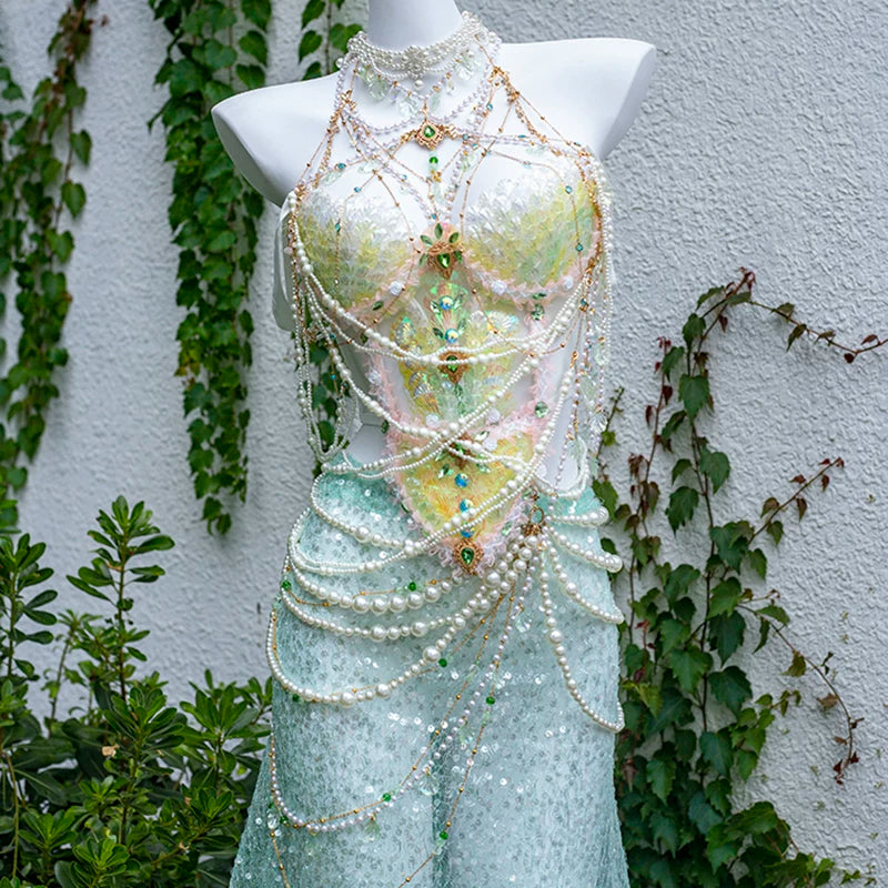 Blue and pink heavy industry mermaid princess scale bra xishuangbanna travel photography photo costume halloween clothes