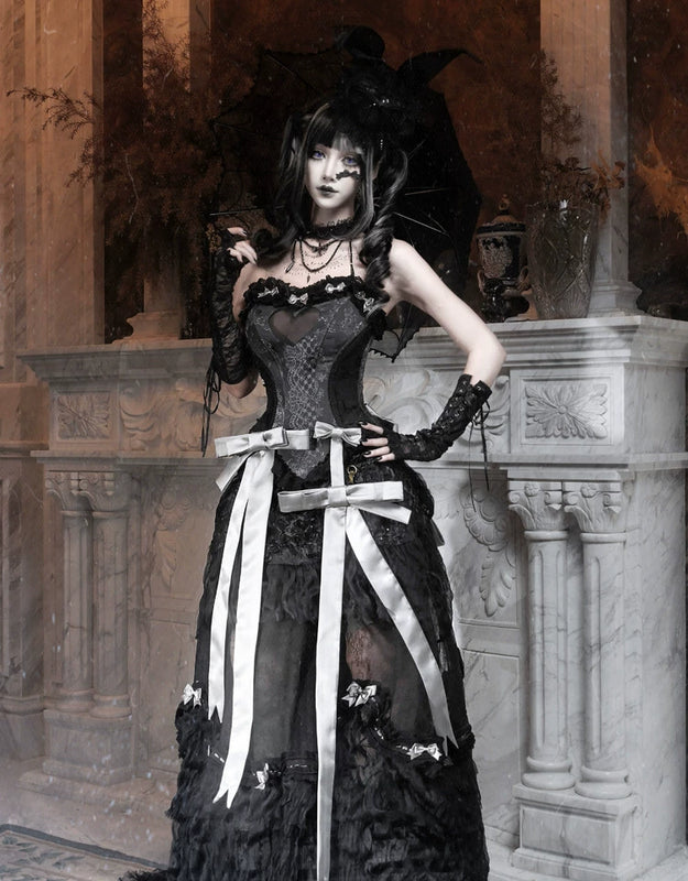 Cupid's box: rococo corset dress with fishbone bust – slim-fit halloween long dress