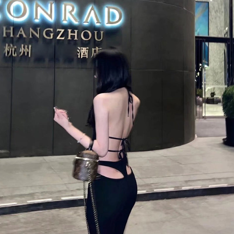 Spring niche design hollowed-out pure desire sexy high-waisted trousers Spice girl sexy slim black micro-flared casual pants women