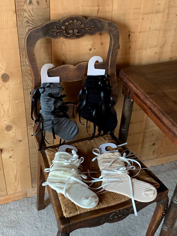 Fashion niche ballet style socks strap bow knee socks female college style jk calf stacking socks