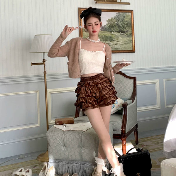 Fashion niche soft waxy lamb wool lace plush ball Lolita girl wool pile socks woman