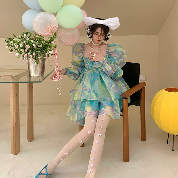 Fashion niche girl pink bow milk white one-piece socks sexy lolita college style stockings