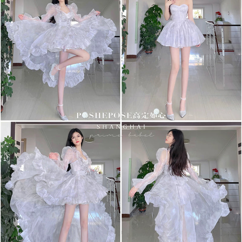 High-end custom-made iris heart thoughts·her lifelong dream jade smoky purple birthday dress