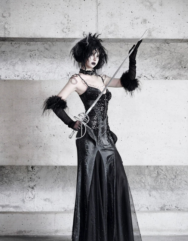 Original ◆ Snake eyes shadow snake pattern stretch gothic suspender dress dress mermaid dress christmas halloween dress