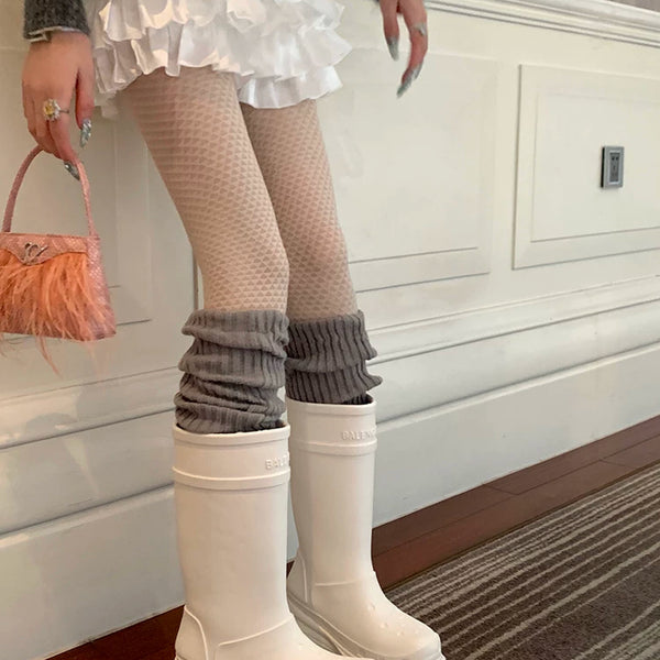Fashion niche wool stacking socks lolitajk knitted women's winter tube socks autumn and winter leg warmers