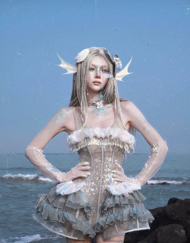 Heavy Industry Sequins Polarized Fishbone Jellyfish Holiday Dress Christmas