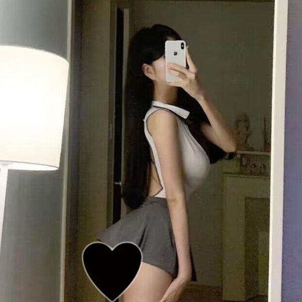 Hot girl sexy pure desire college style age reducing bow JK short skirt color blocking seductive uniform pleated tea break skirt summer