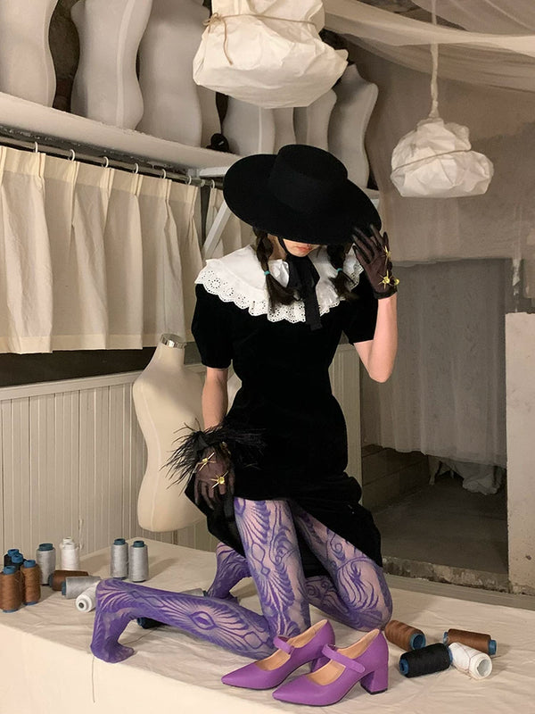 Fashion Custom Edition Hollow Geometric Lace Spider Web Textured Socks Silk Spice Girls Millennium Niche One-Piece Socks