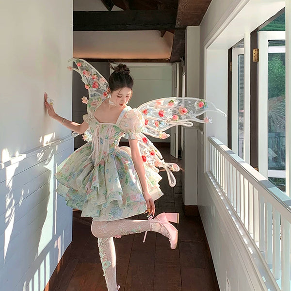 Fashion niche design lolita flower hollow lace knee socks calf socks ballet academy style