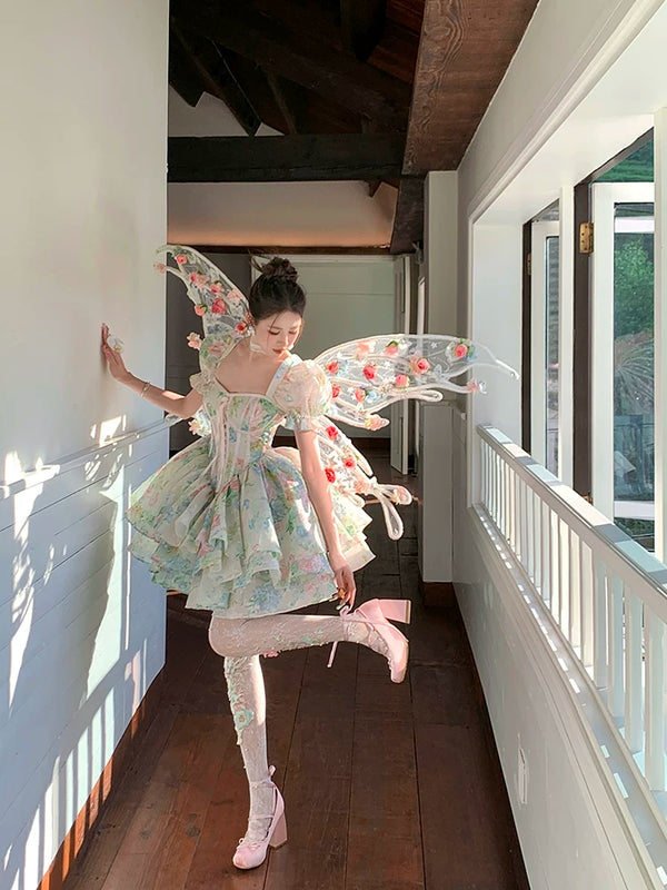 Fashion niche design lolita flower hollow lace knee socks calf socks ballet academy style