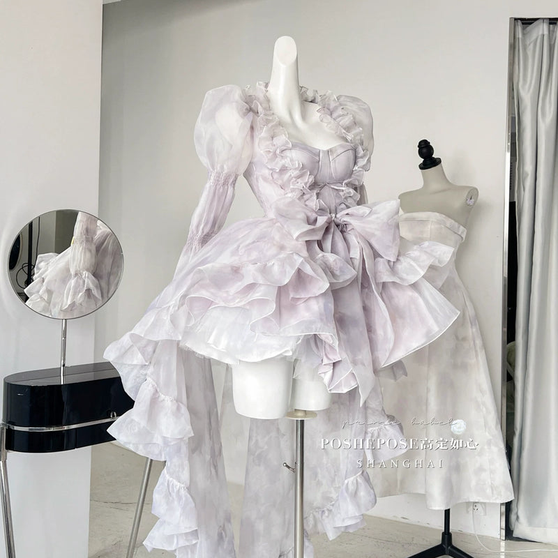 High-end custom-made iris heart thoughts·her lifelong dream jade smoky purple birthday dress