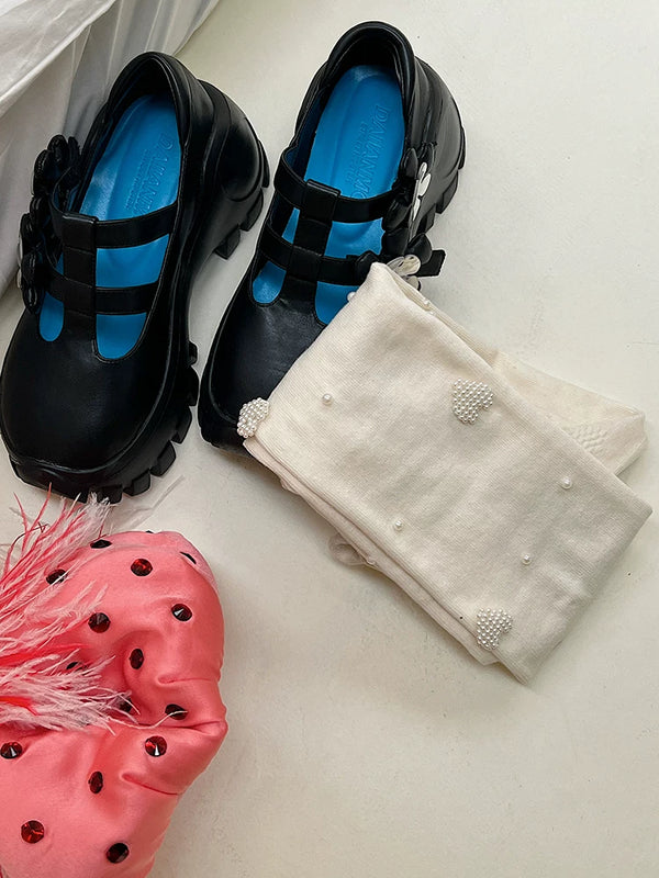 Fashion original niche design pearl love Japanese jk white pantyhose women's milk white leggings