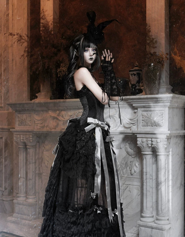 Cupid's box: rococo corset dress with fishbone bust – slim-fit halloween long dress