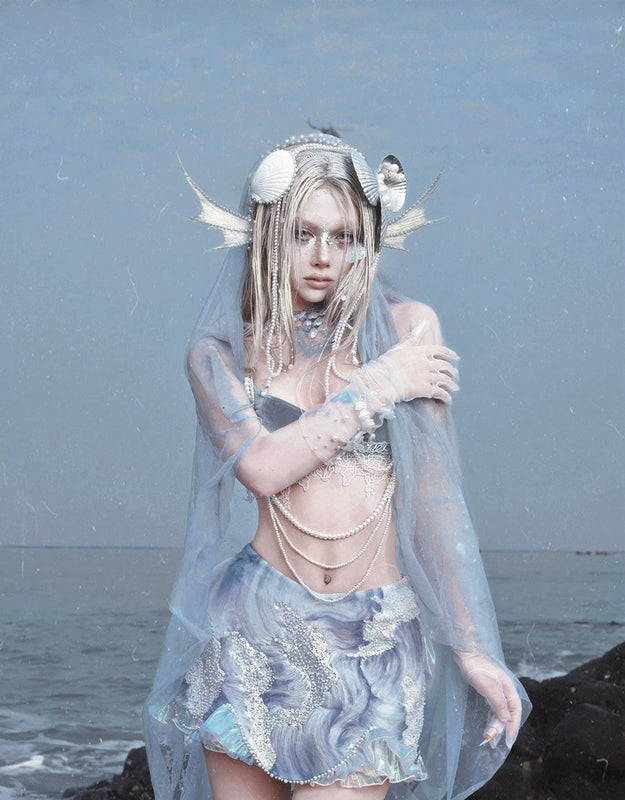 Siren's Call Mermaid Dress Island Vacation Bead Trailing Skirt Christmas