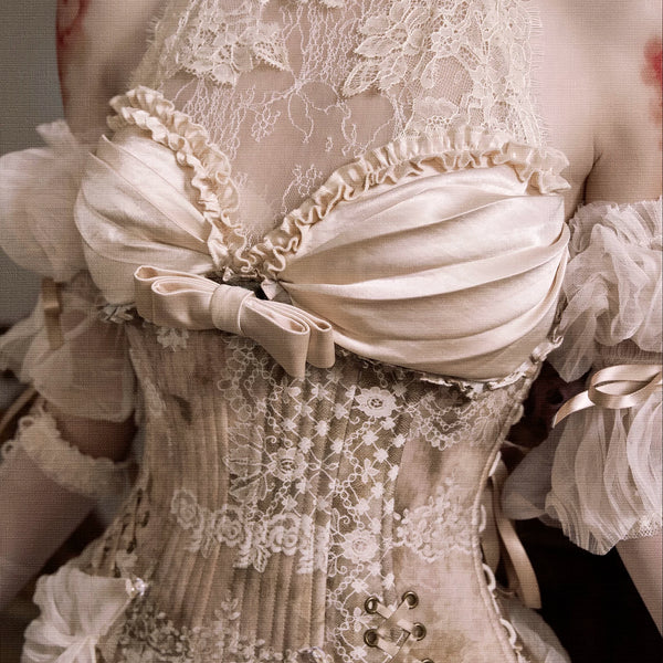 Vintage herringbone corset top - slim fit waist cincher for christmas & halloween outfits