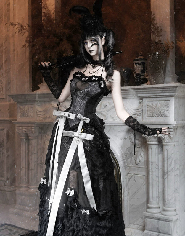 Cupid's box: rococo corset dress with fishbone bust – slim-fit halloween long dress