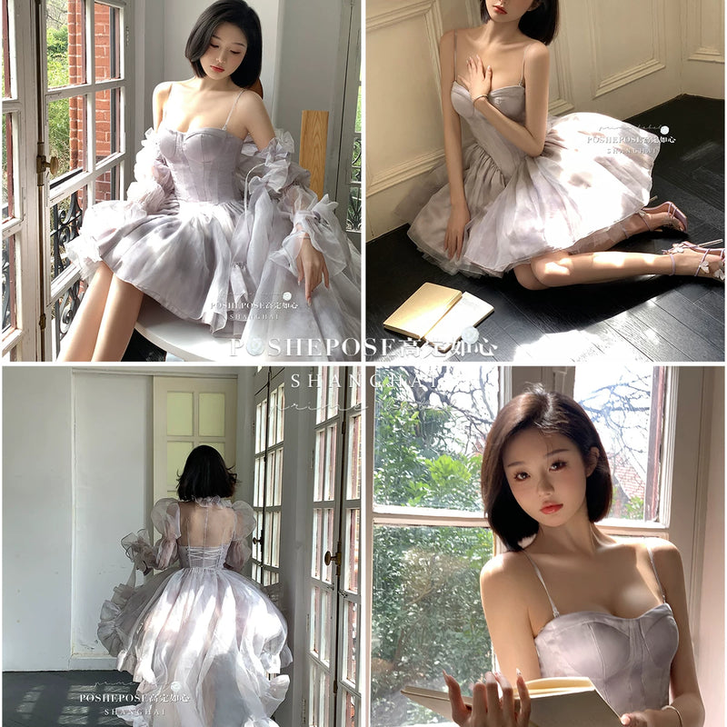 High-end custom-made iris heart thoughts·her lifelong dream jade smoky purple birthday dress