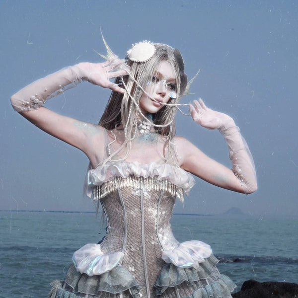 Heavy Industry Sequins Polarized Fishbone Jellyfish Holiday Dress Christmas