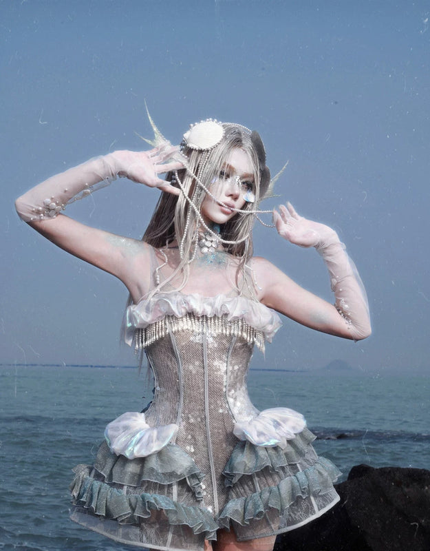 Heavy Industry Sequins Polarized Fishbone Jellyfish Holiday Dress Christmas