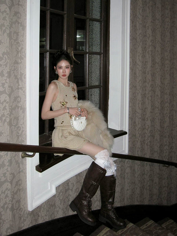 Fashion Autumn and Winter Knee Calf Lace Bow Stacking Socks Pure Desire Wind Royal Sister Knight Boots Socks