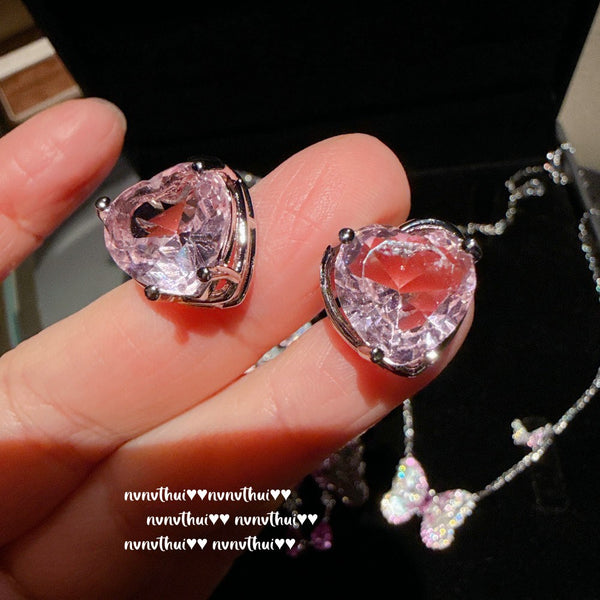 Fish Lady Dazzling Color Pink Dai Butterfly Gem Necklace Rich and Charming