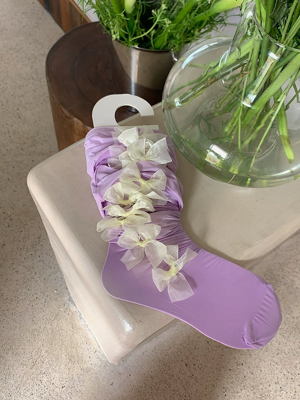 Fashion niche girl heart bow knee socks college style girl Lolita college style stockings princess