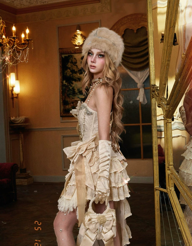 Flash Diamond Fishbone Dinner Dress Corset Dress Christmas Winter