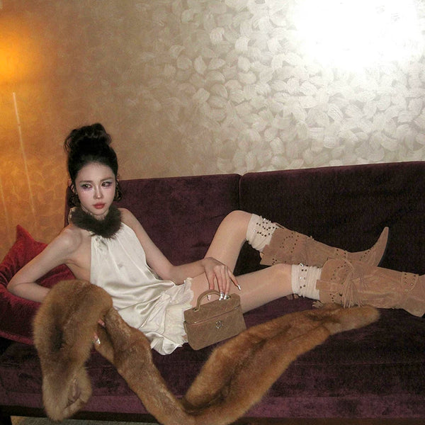 Fashion niche, autumn and winter millennial style Spice Girl versatile mixed rivet stacking socks