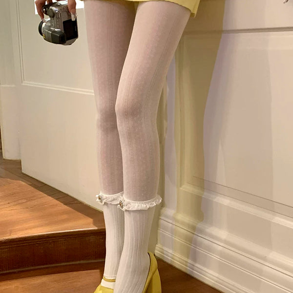 Fashion niche, milky white pantyhose women wear anti-hook silk gray leggings, thin leg stockings