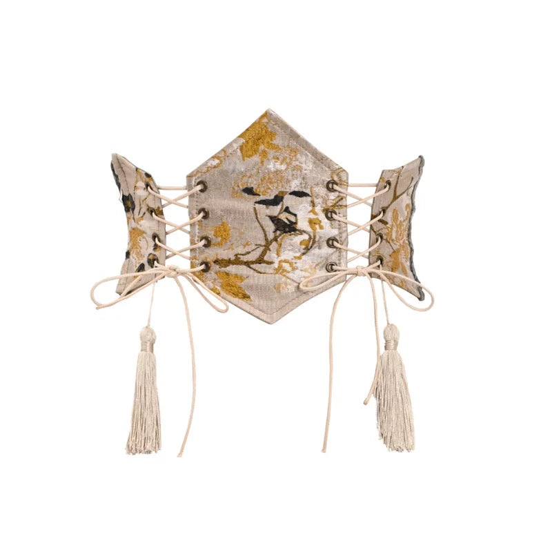New chinese style tassel jacquard tassel scale pattern waist girdle christmas
