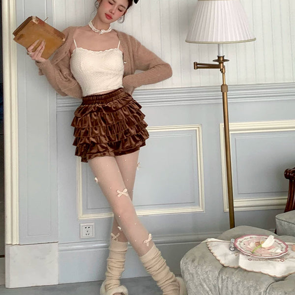 Fashion niche autumn and winter oat-colored calf socks women's thickened warm wool knee socks white stockings