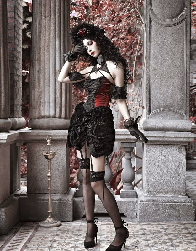 Duchess gothic spiderweb heavy industry court slimming strap dress christmas