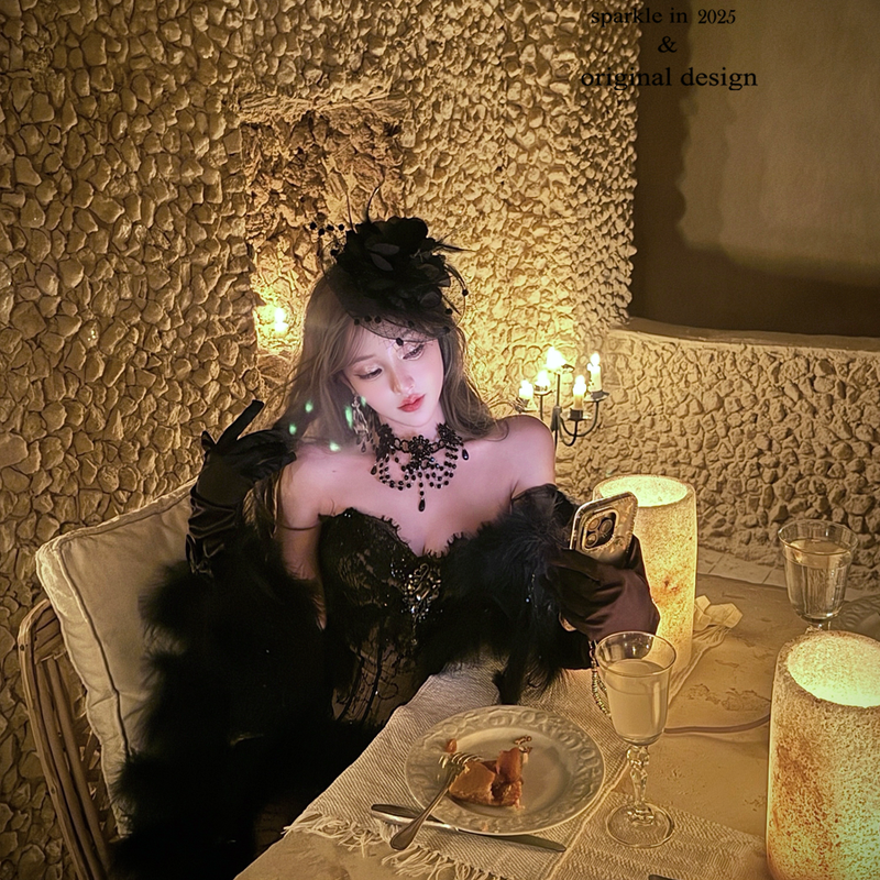 Heavy industry lace waist dress, sexy tube top long dress, more skirts for women