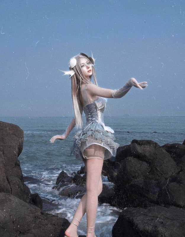 Heavy Industry Sequins Polarized Fishbone Jellyfish Holiday Dress Christmas