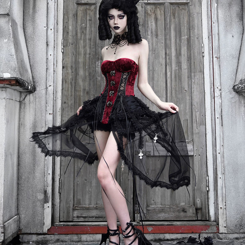 Original ◆ Hell goth heavy industry fishbone strap birdcage corset halloween