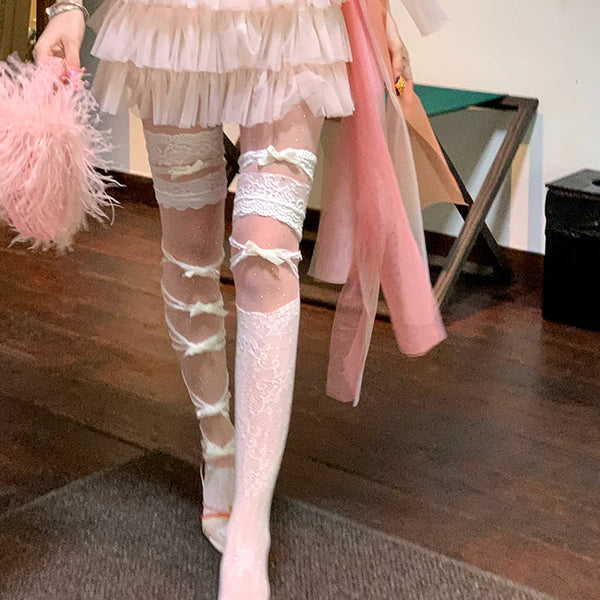 Fashion niche design personality tear catwalk over knee stockings nightclub hottie Lolita high stockings