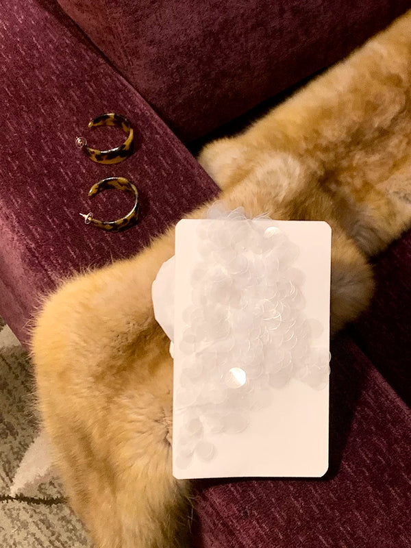 Fashion niche, autumn and winter hand-sewn mermaid sequins thin white creative stockings pantyhose