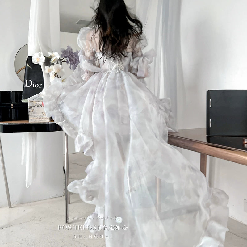 High-end custom-made iris heart thoughts·her lifelong dream jade smoky purple birthday dress