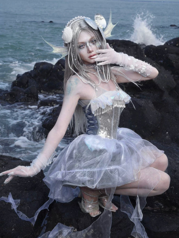 Heavy Industry Sequins Polarized Fishbone Jellyfish Holiday Dress Christmas