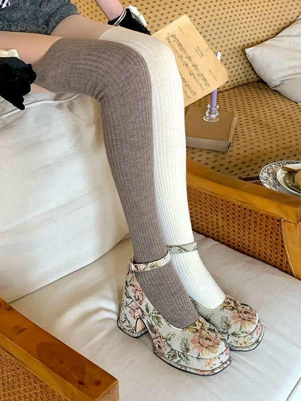 Fashion niche women's wool socks women's medium tube Japanese thickened long tube stacking socks autumn and winter cashmere socks