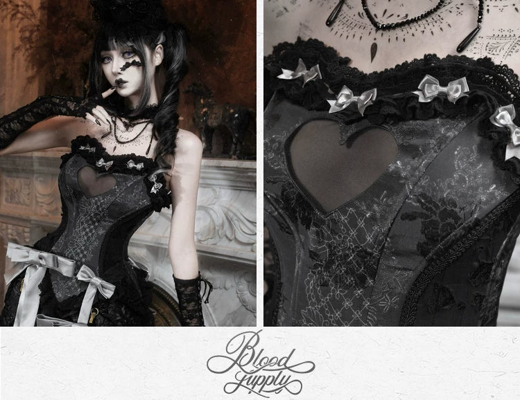 Cupid's box: rococo corset dress with fishbone bust – slim-fit halloween long dress