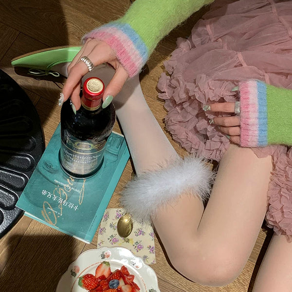 Fashion original design, spring short socks Spice girl fluffy socks medium tube socks Sweet girl college style white