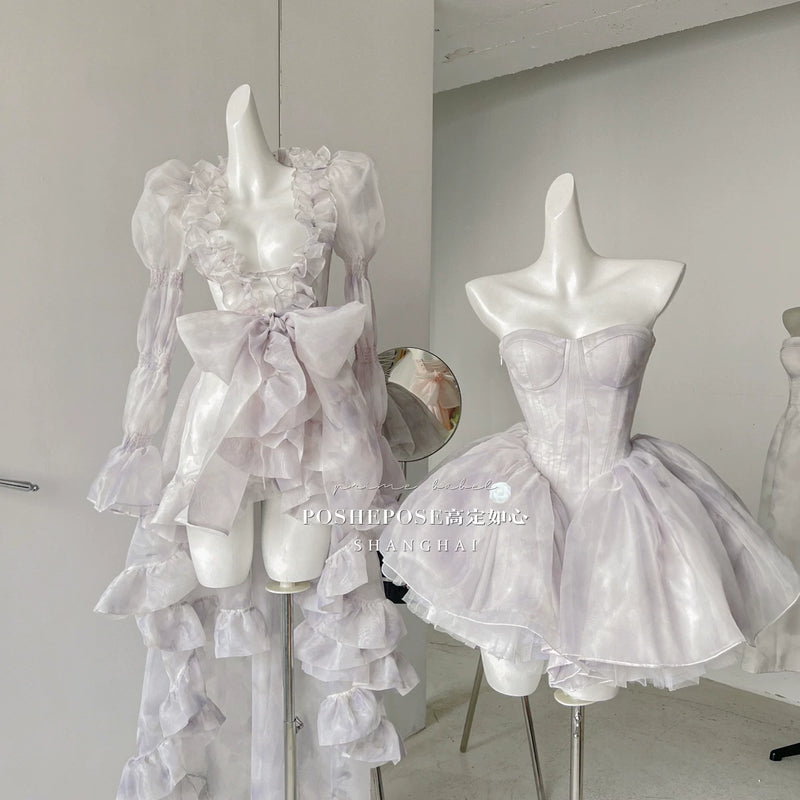 High-end custom-made iris heart thoughts·her lifelong dream jade smoky purple birthday dress