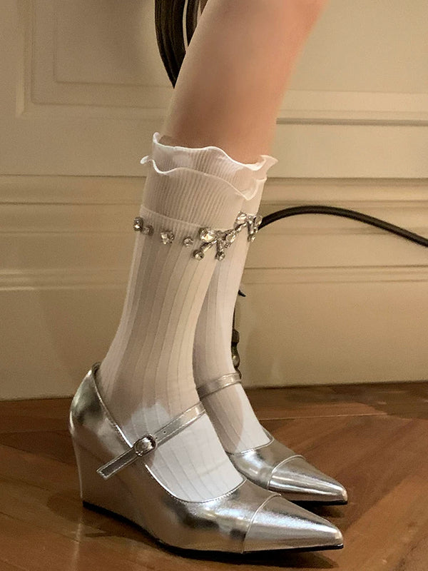 Fashion Original Design Ballet Wind Flash Diamond JK Socks Women's Medium Tube Lolita Socks Japanese Can College Wind Socks