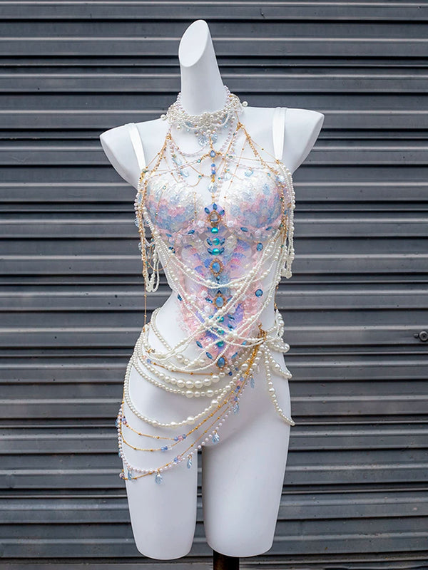 Blue and pink heavy industry mermaid princess scale bra xishuangbanna travel photography photo costume halloween clothes