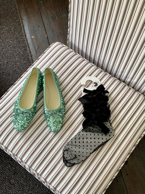 Fashion niche velvet bow mesh stacking socks pure desire white polka dot fairy transparent yarn medium tube socks