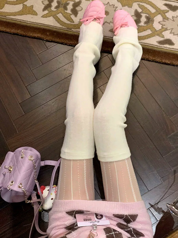 Fashion knee socks cover women's autumn and winter knitted leg cover Y2K slightly stretched and thin winter warm high pile socks