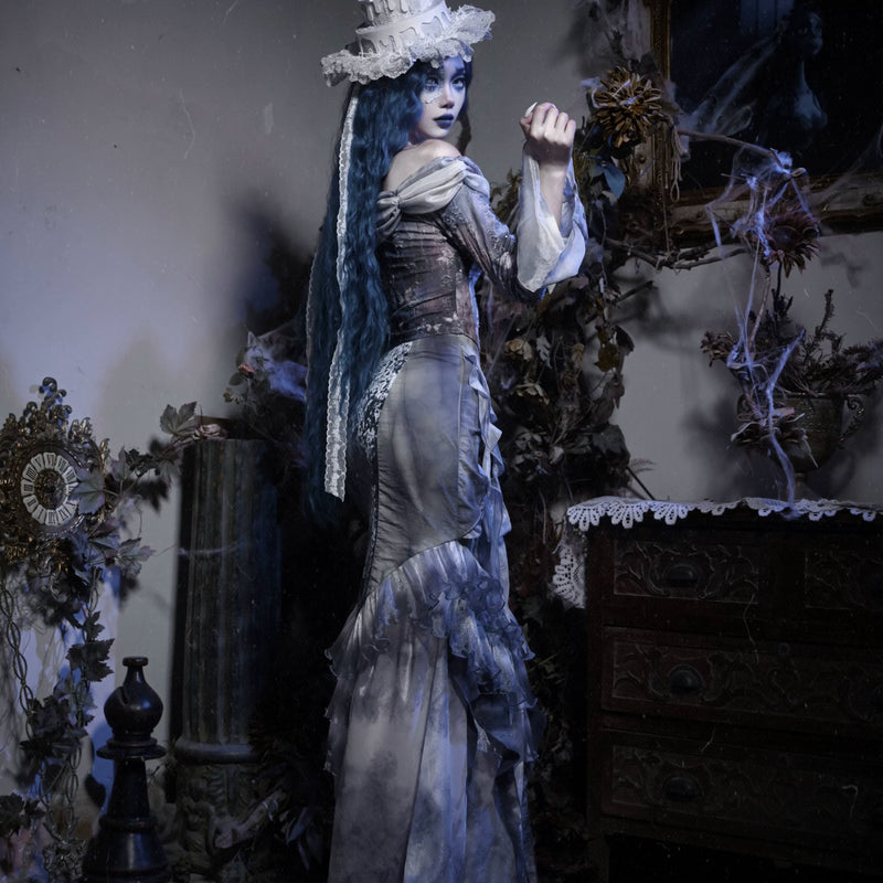 Gothic butterfly european style distressed off-the-shoulder top - perfect for christmas and halloween!